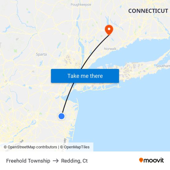 Freehold Township to Redding, Ct map