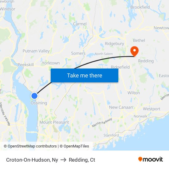 Croton-On-Hudson, Ny to Redding, Ct map