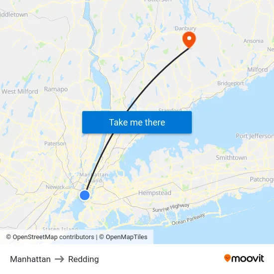 Manhattan to Redding map