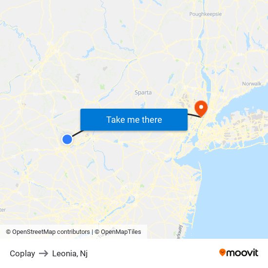 Coplay to Leonia, Nj map