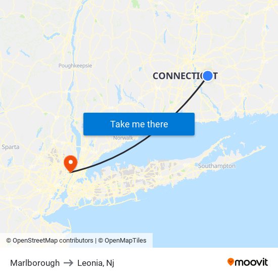 Marlborough to Leonia, Nj map