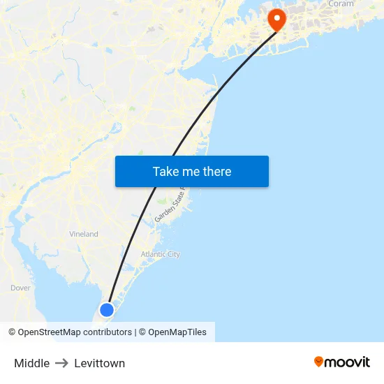 Middle to Levittown map