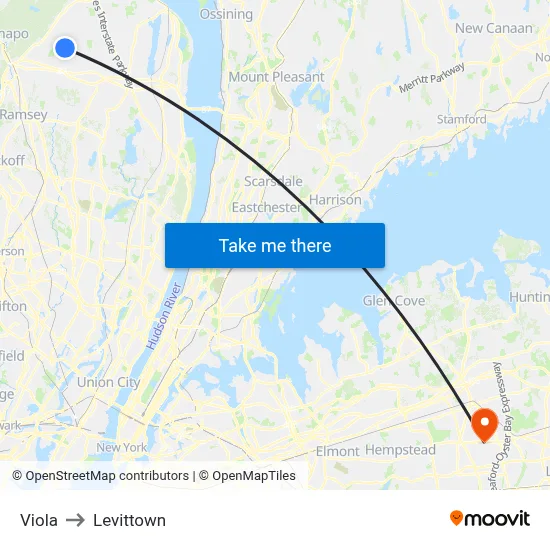 Viola to Levittown map