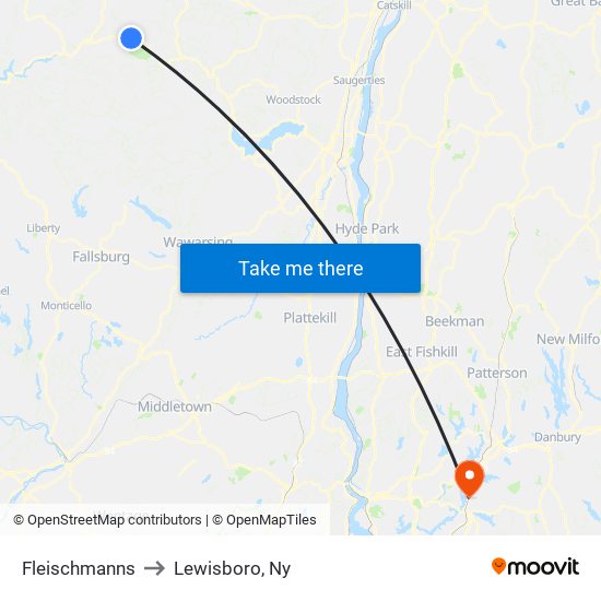 Fleischmanns to Lewisboro, Ny map