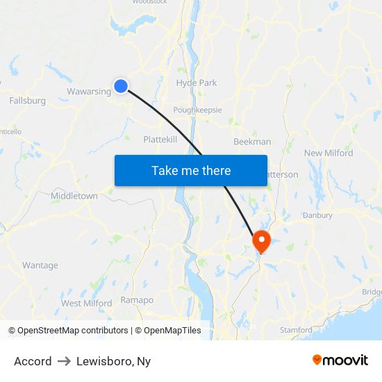 Accord to Lewisboro, Ny map