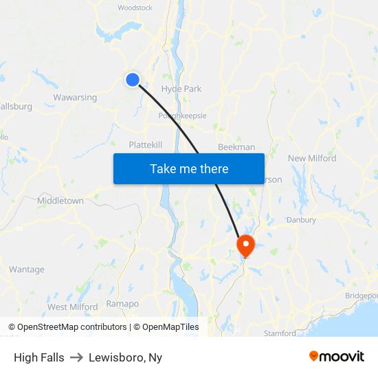 High Falls to Lewisboro, Ny map