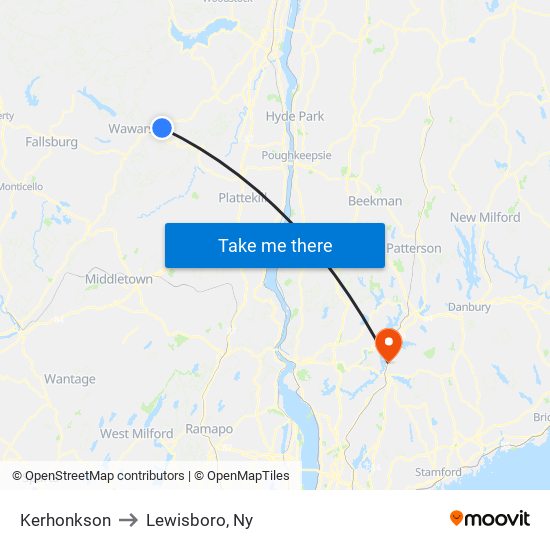 Kerhonkson to Lewisboro, Ny map