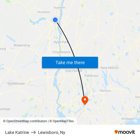 Lake Katrine to Lewisboro, Ny map