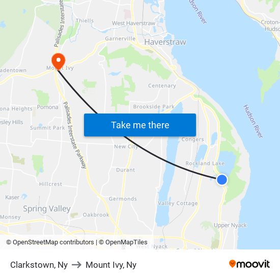 Clarkstown, Ny to Mount Ivy, Ny map