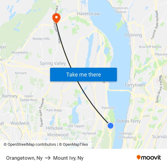 Orangetown, Ny to Mount Ivy, Ny map