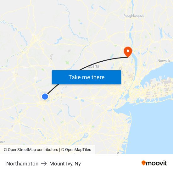 Northampton to Mount Ivy, Ny map