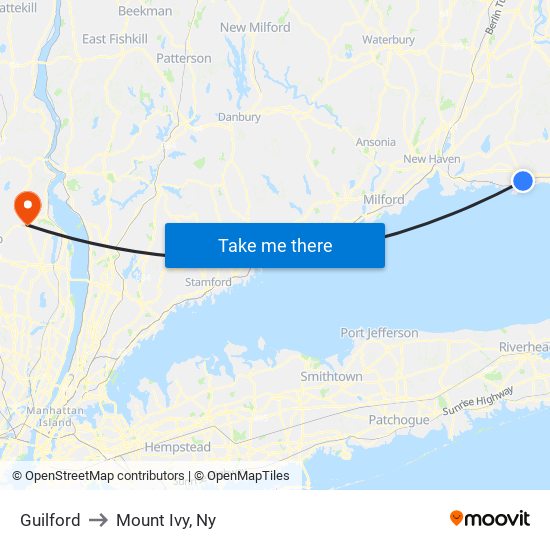 Guilford to Mount Ivy, Ny map