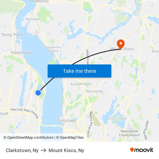 Clarkstown, Ny to Mount Kisco, Ny map