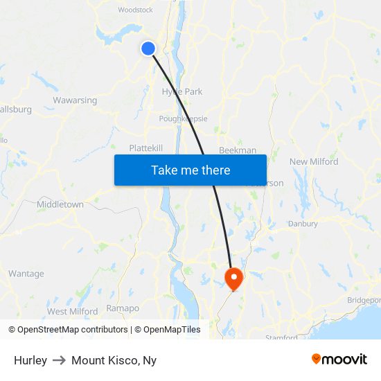 Hurley to Mount Kisco, Ny map