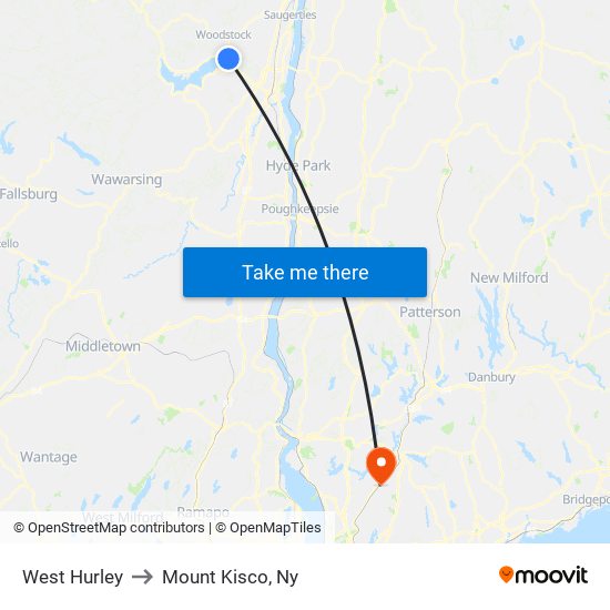 West Hurley to Mount Kisco, Ny map