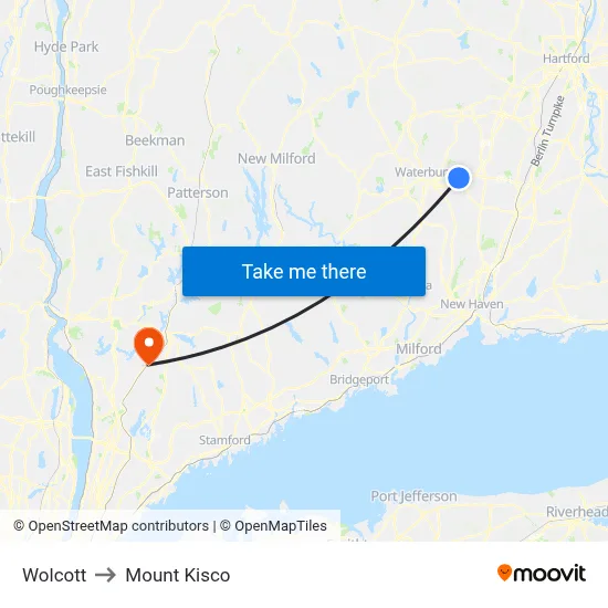 Wolcott to Mount Kisco map
