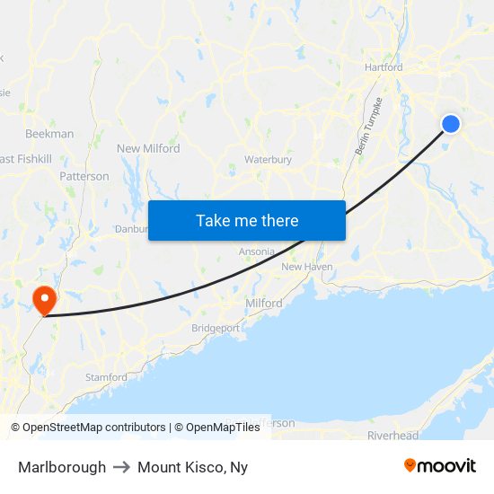 Marlborough to Mount Kisco, Ny map