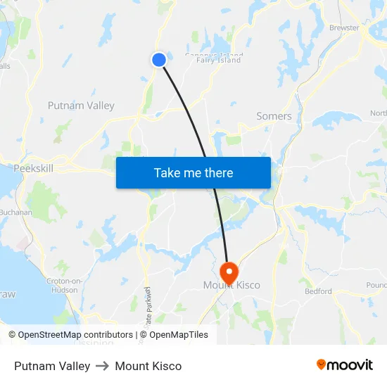 Putnam Valley to Mount Kisco map