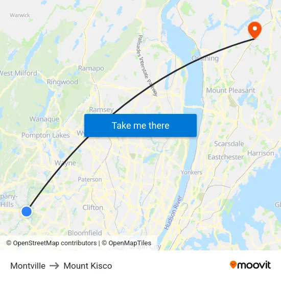 Montville to Mount Kisco map