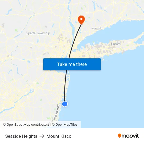 Seaside Heights to Mount Kisco map
