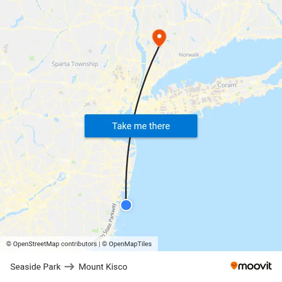 Seaside Park to Mount Kisco map