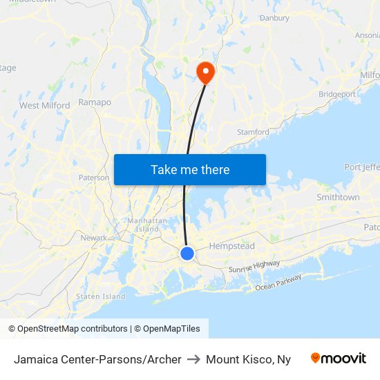 Jamaica Center-Parsons/Archer to Mount Kisco, Ny map