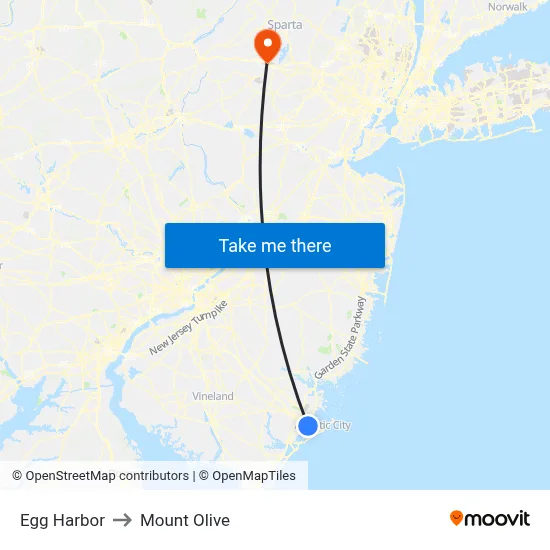 Egg Harbor to Mount Olive map