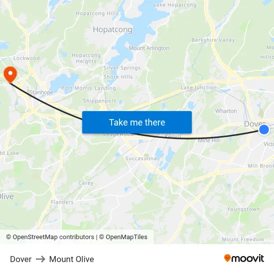 Dover to Mount Olive map
