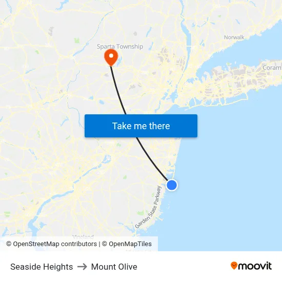 Seaside Heights to Mount Olive map