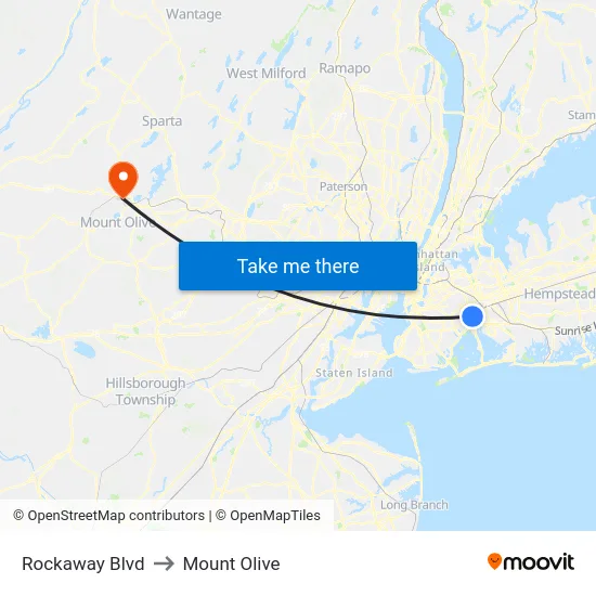 Rockaway Blvd to Mount Olive map