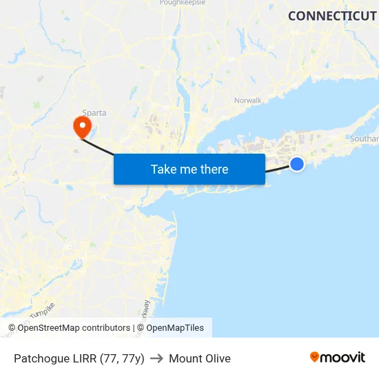 Patchogue LIRR (77, 77y) to Mount Olive map