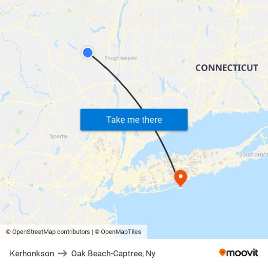 Kerhonkson to Oak Beach-Captree, Ny map