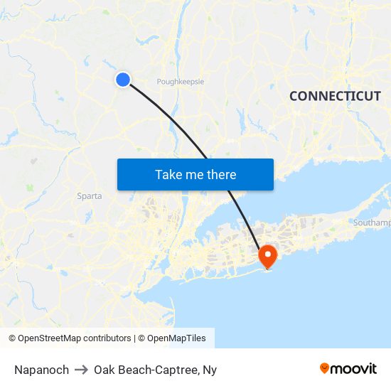 Napanoch to Oak Beach-Captree, Ny map