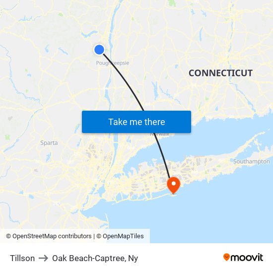 Tillson to Oak Beach-Captree, Ny map