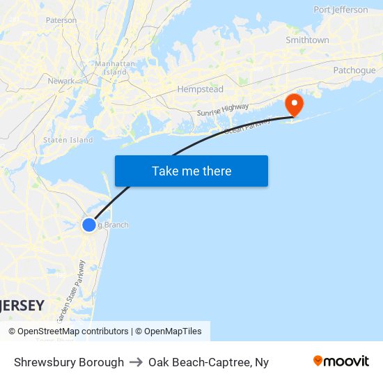 Shrewsbury Borough to Oak Beach-Captree, Ny map