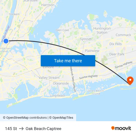 145 St to Oak Beach-Captree map
