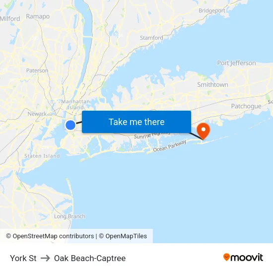 York St to Oak Beach-Captree map