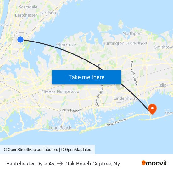 Eastchester-Dyre Av to Oak Beach-Captree, Ny map