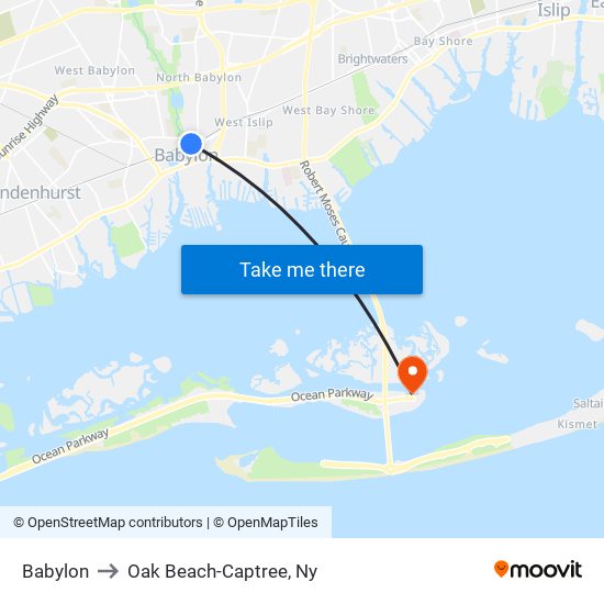 Babylon to Oak Beach-Captree, Ny map