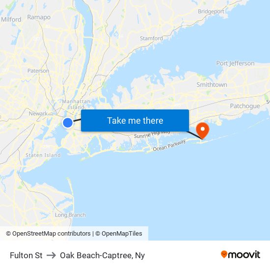 Fulton St to Oak Beach-Captree, Ny map