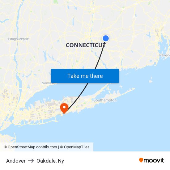 Andover to Oakdale, Ny map