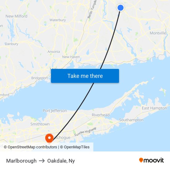 Marlborough to Oakdale, Ny map