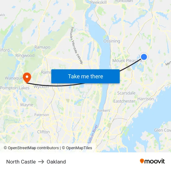 North Castle to Oakland map