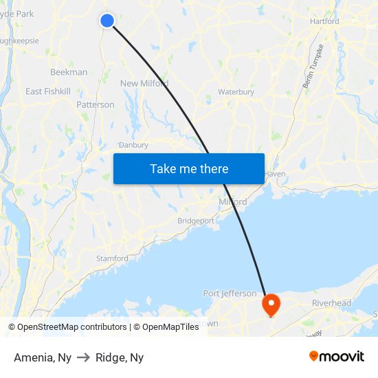 Amenia, Ny to Ridge, Ny map