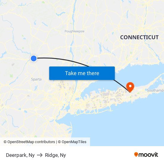 Deerpark, Ny to Ridge, Ny map