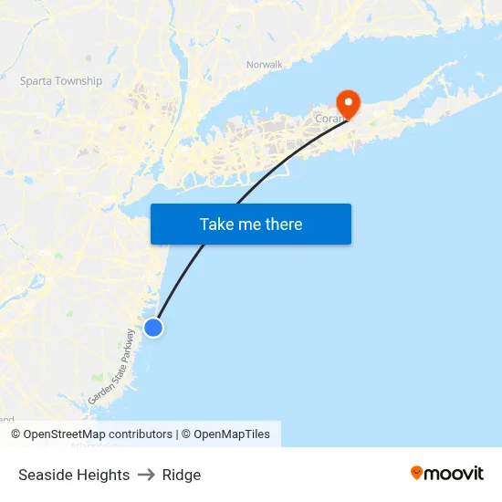 Seaside Heights to Ridge map