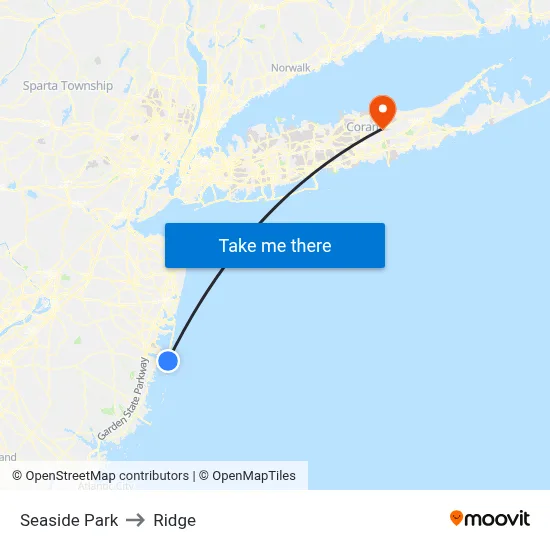 Seaside Park to Ridge map