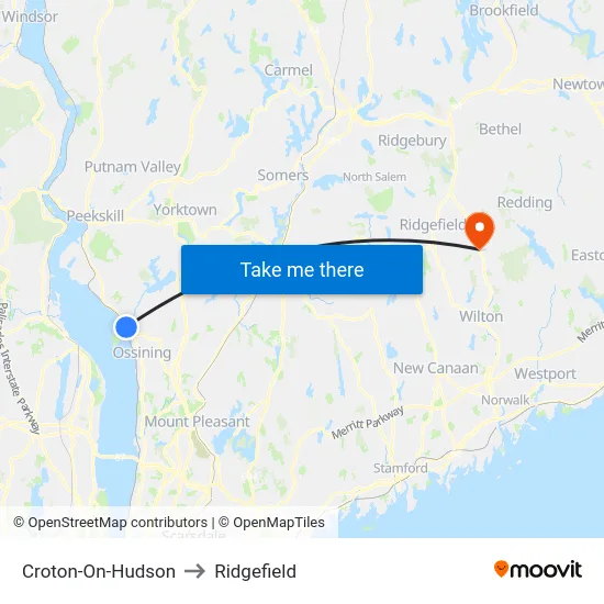Croton-On-Hudson to Ridgefield map