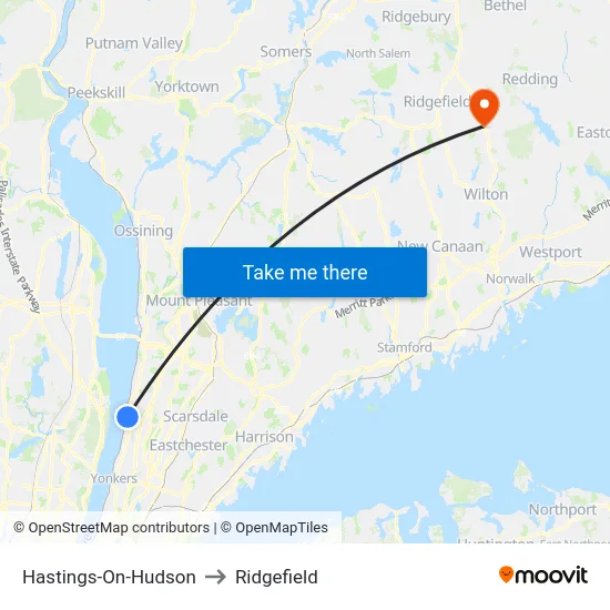 Hastings-On-Hudson to Ridgefield map
