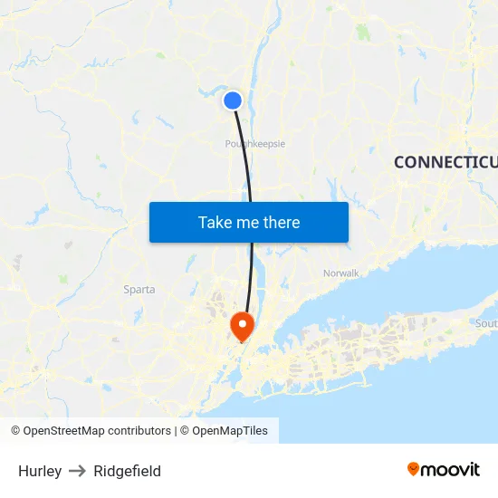 Hurley to Ridgefield map